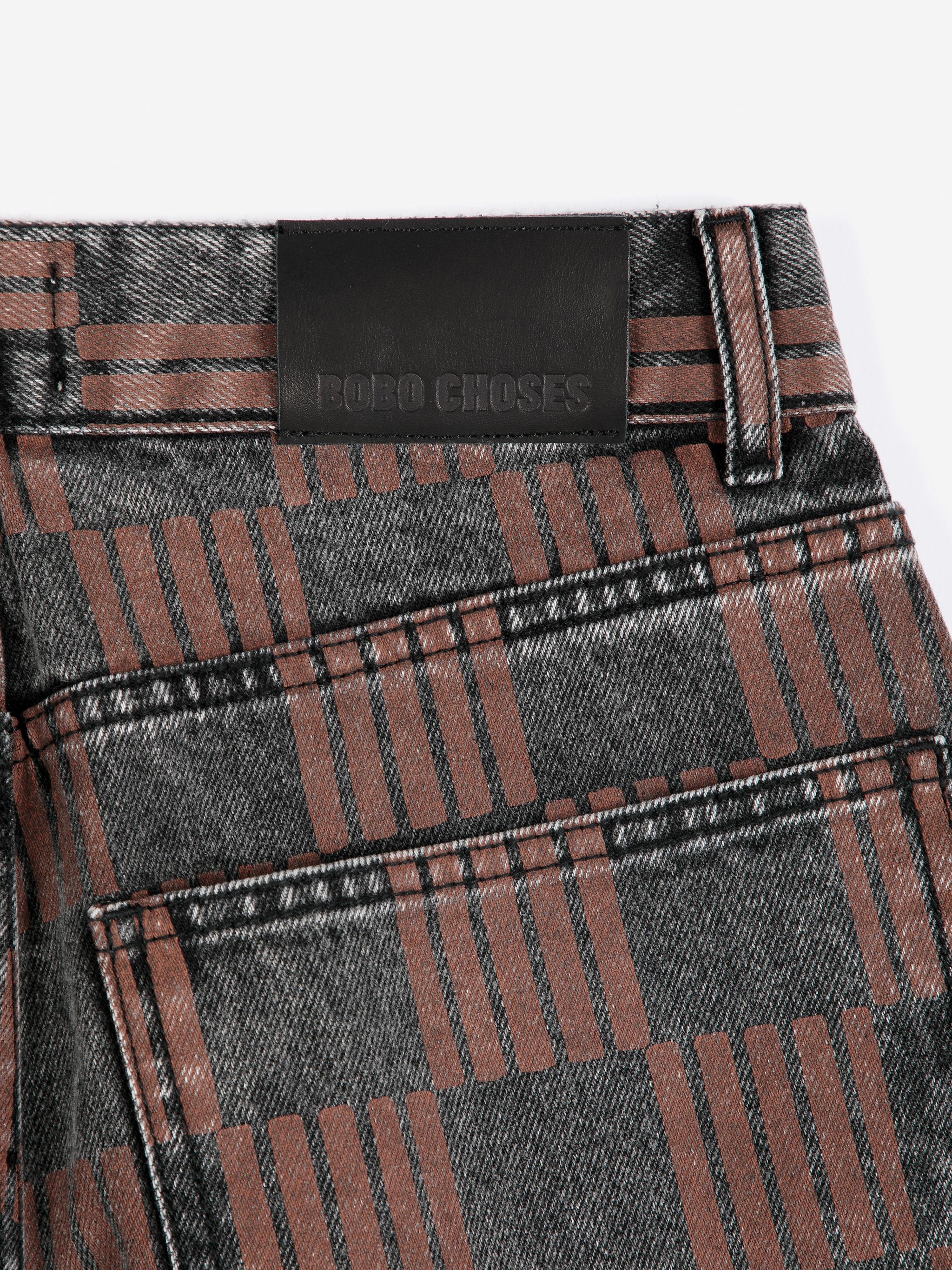 Bobo Choses Almost Moiré All Over Mom Fit Jeans Damen Barrel Leg grau